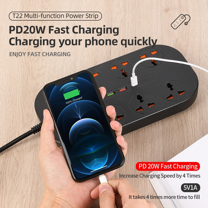MT TB-22 8*Universal + PD 20W + QC 3.0 Power Strip Bar
