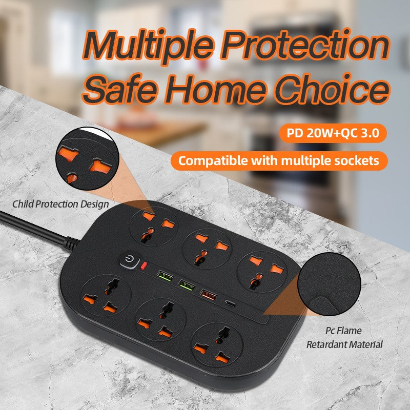 شريط الطاقة MT TB-21 6*Universal + PD 20W + QC 3.0