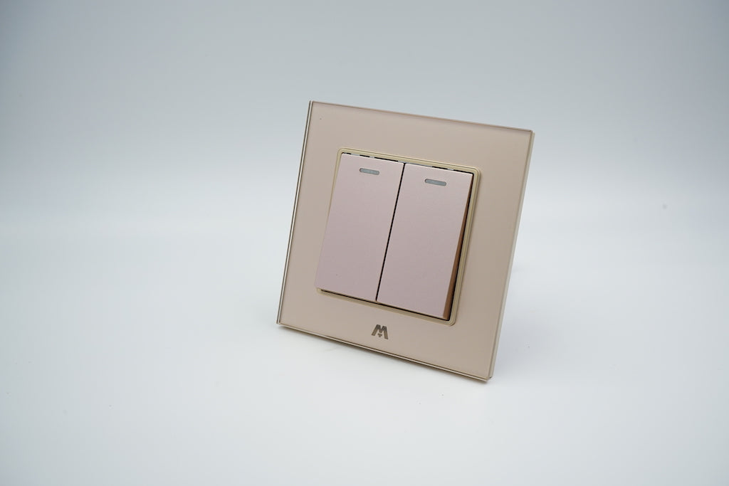 MTT GLASS 10A 2 Gang 3 Way Switch