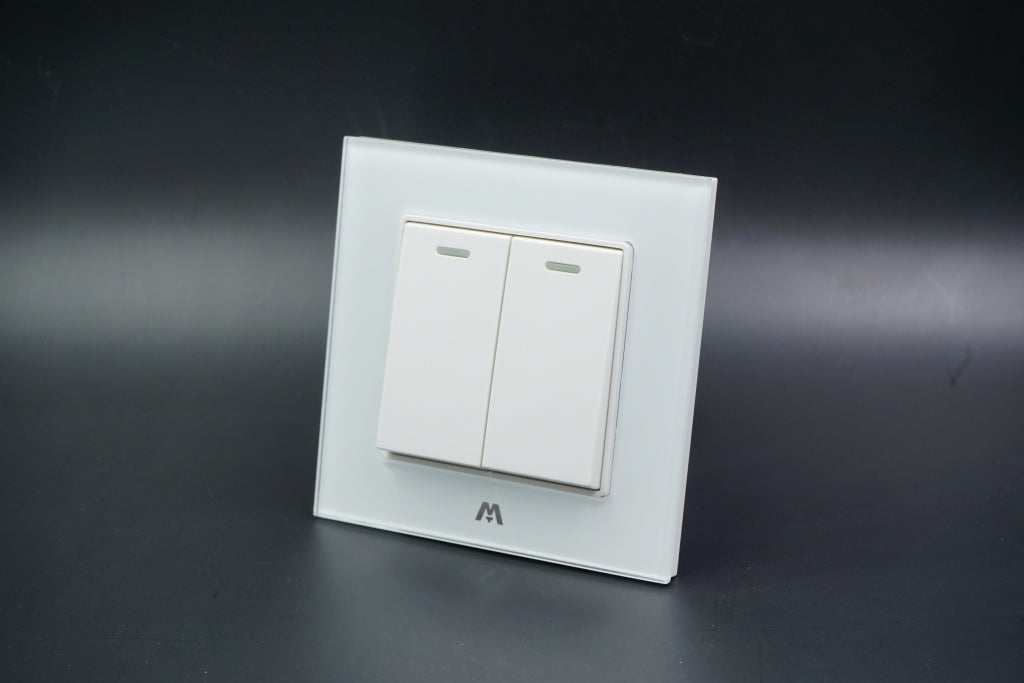 MTT GLASS 10A 2 Gang 3 Way Switch