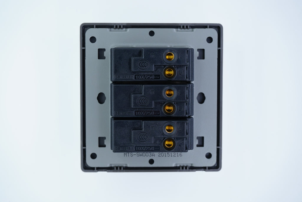 MTS STAINLESS STEEL 10AX 3 Gang LED Switch